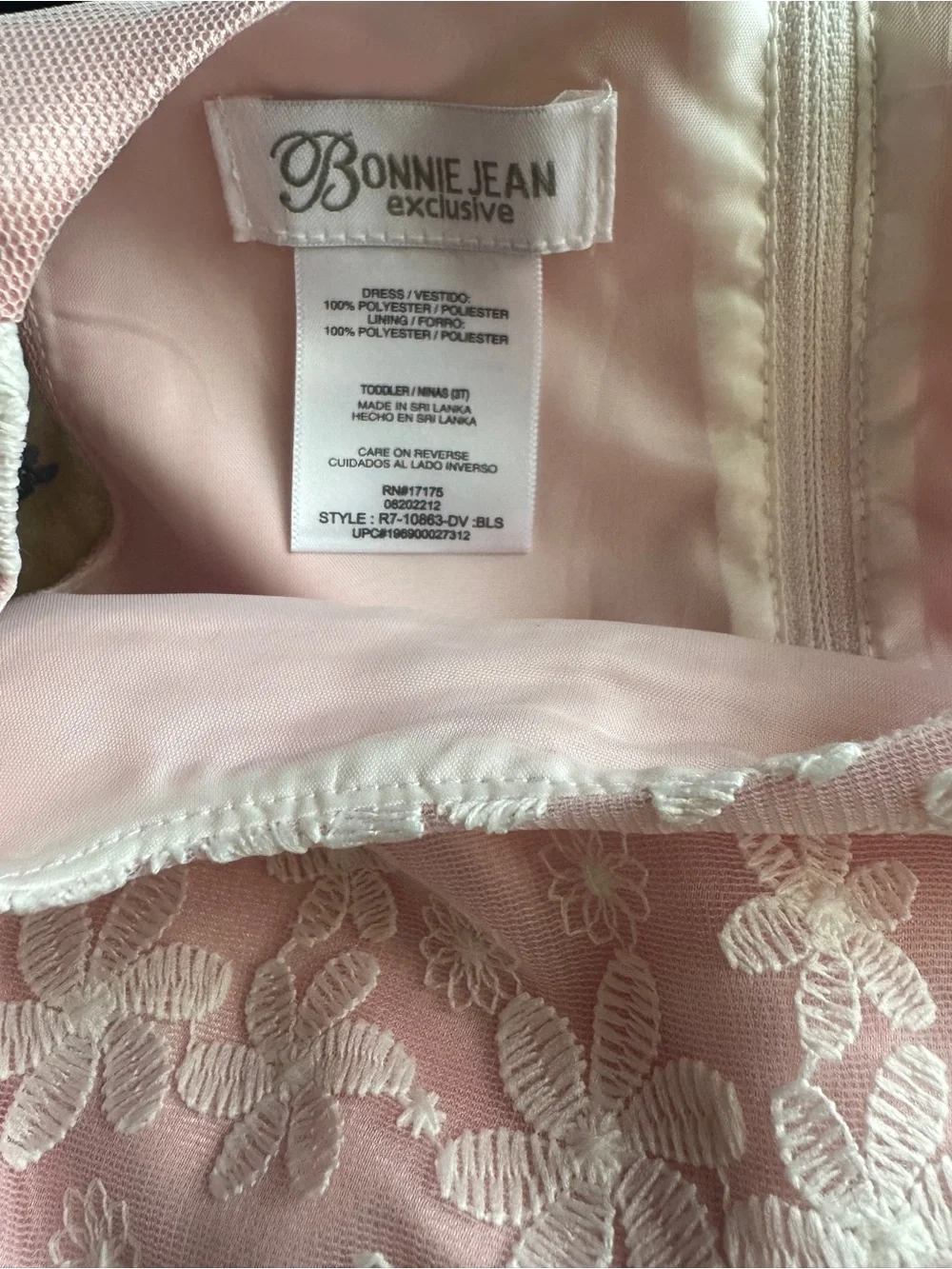 Bonnie Jean Pink Floral Lace Bow-Accent Girls' Party Dress